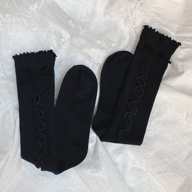 Ruffle bowknot long socks