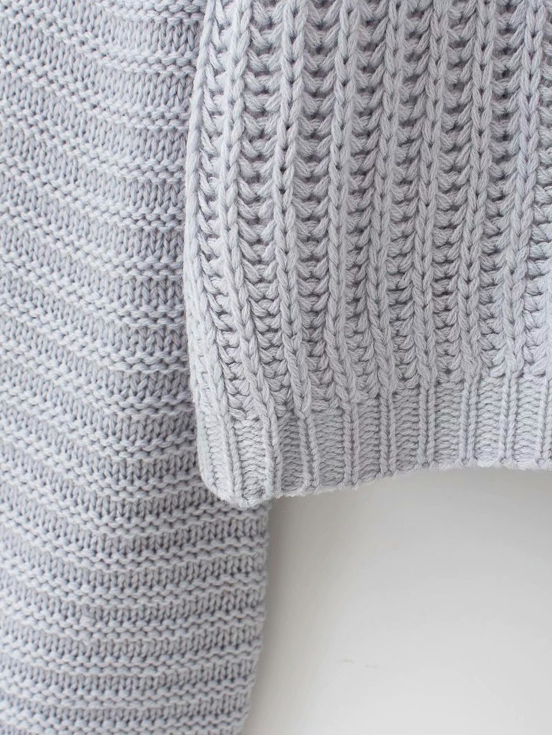 Splicing Hollow-out Lantern Sleeve Knit Sweater