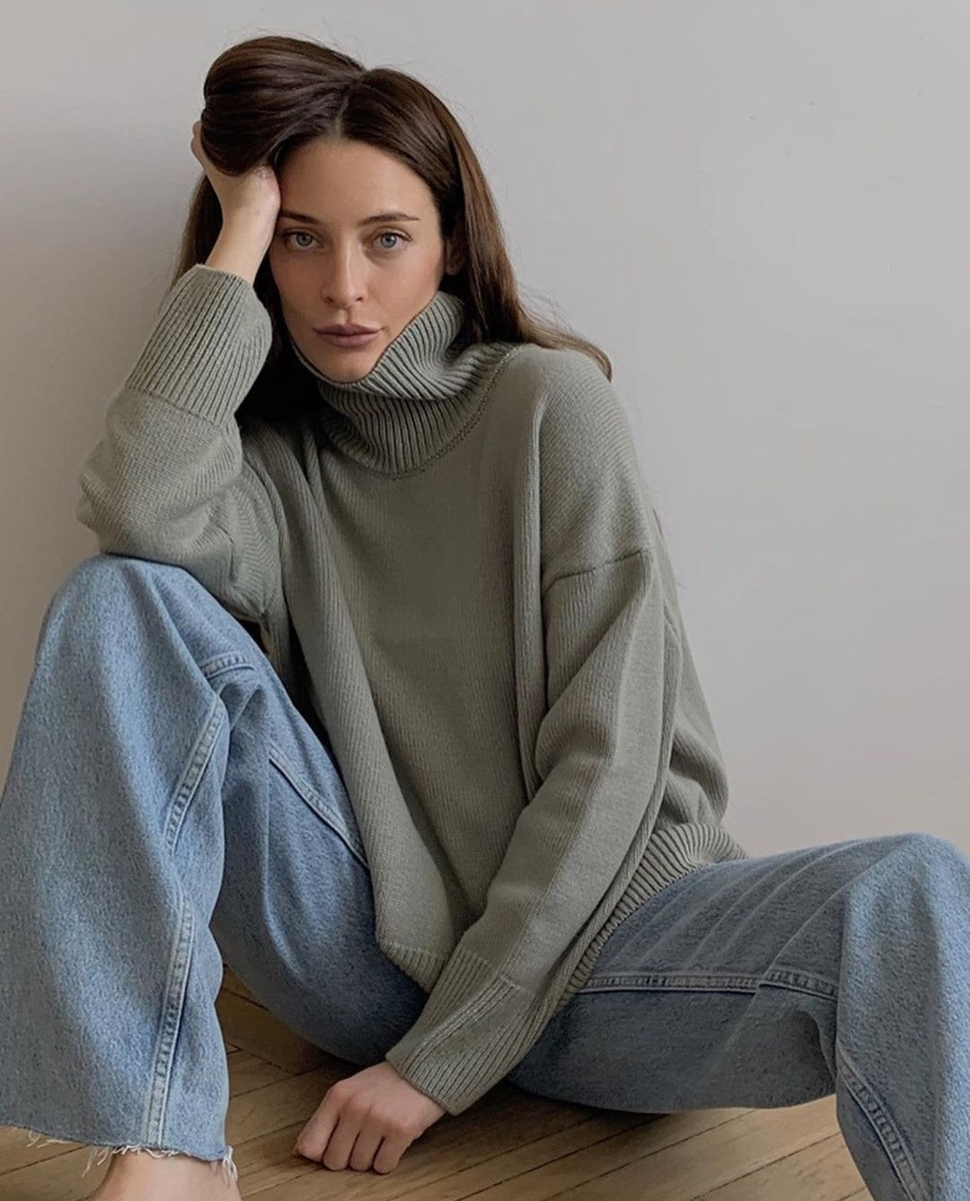 Splicing High Pile Collar Knit Sweater