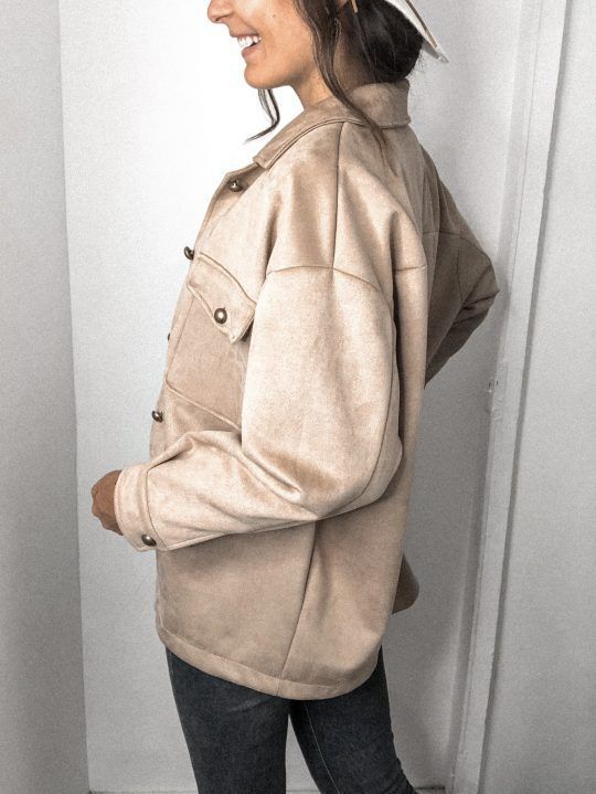 Splicing Single-breasted Button Suede Lapel Outerwear Coat
