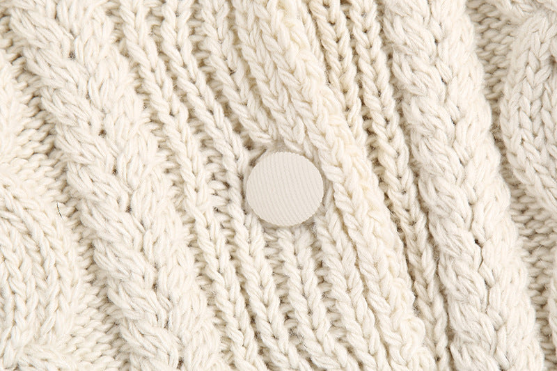 Thick Fur Pile Fleece Collar Knit Splicing Single-breasted Outerwear