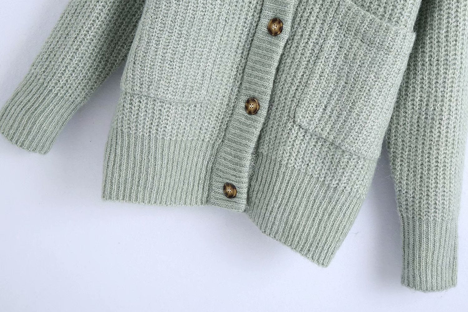 V-neck Single-breasted Knit Oversize Cardigans