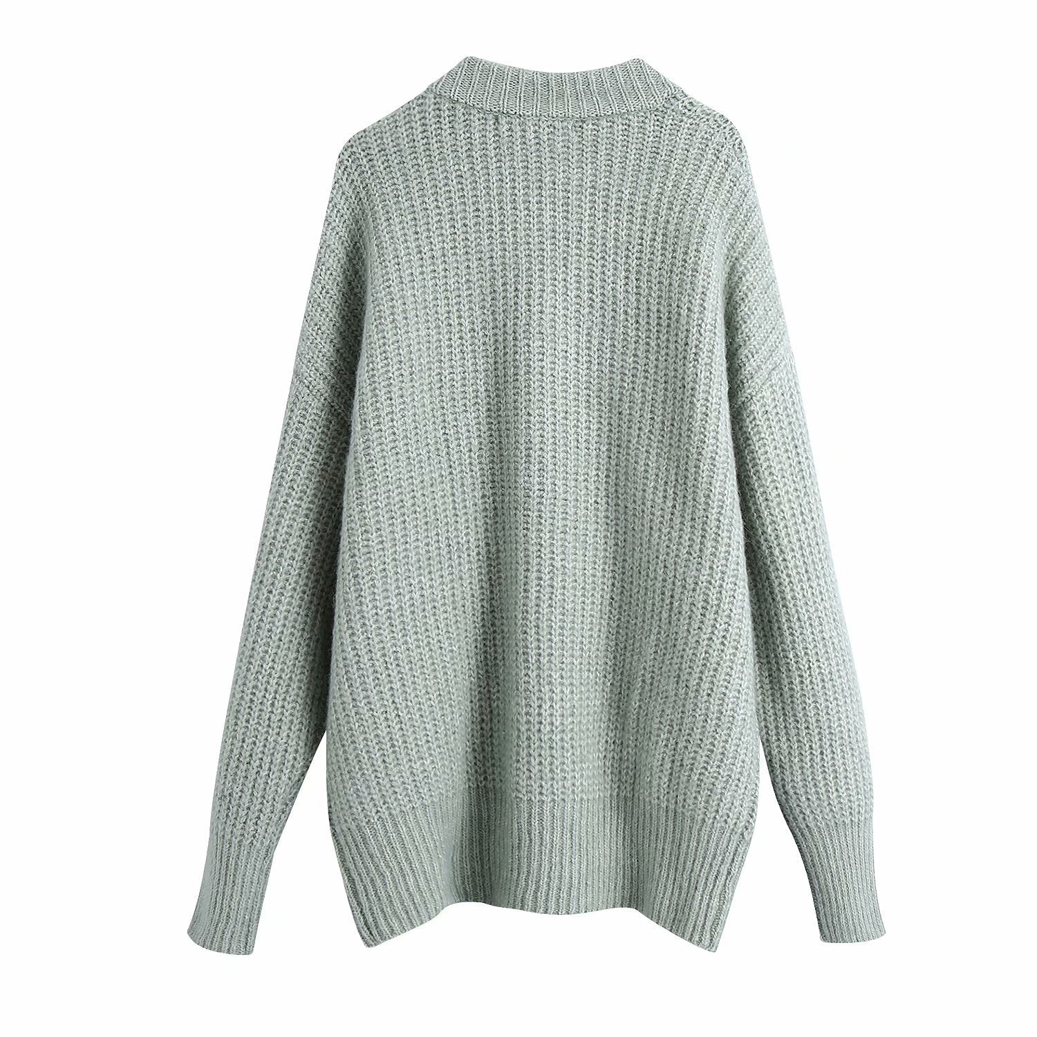V-neck Single-breasted Knit Oversize Cardigans