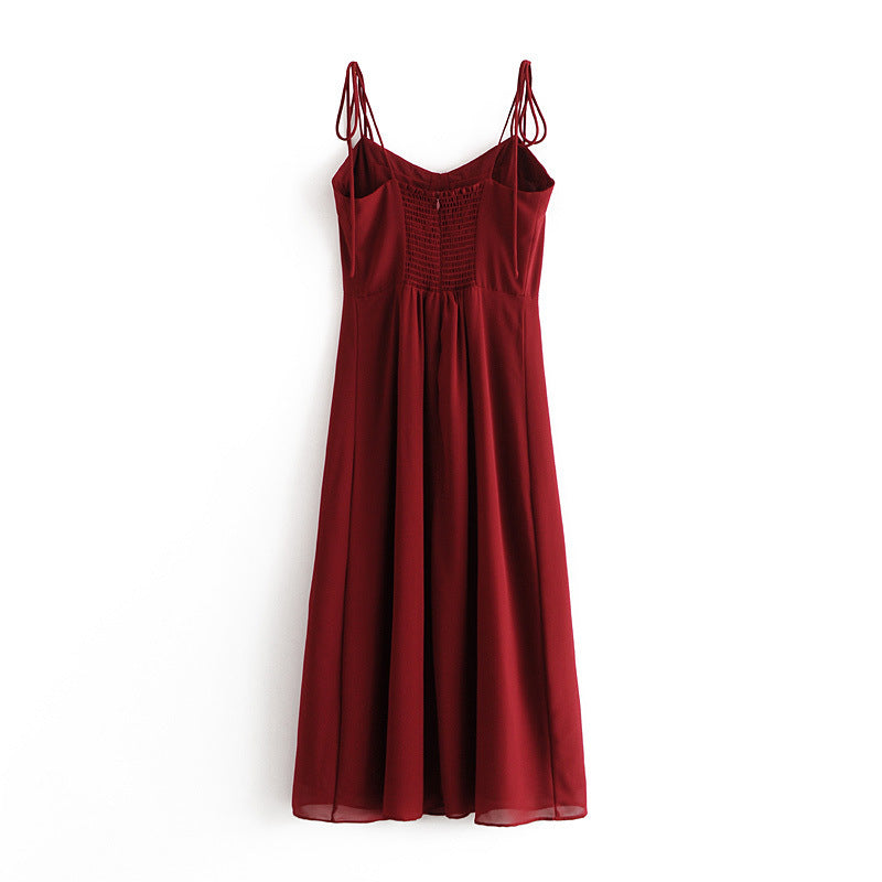 Tube Top Strapless Vintage Sling Slit Midi Dress