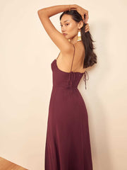 Tube Top Strapless Vintage Sling Slit Midi Dress