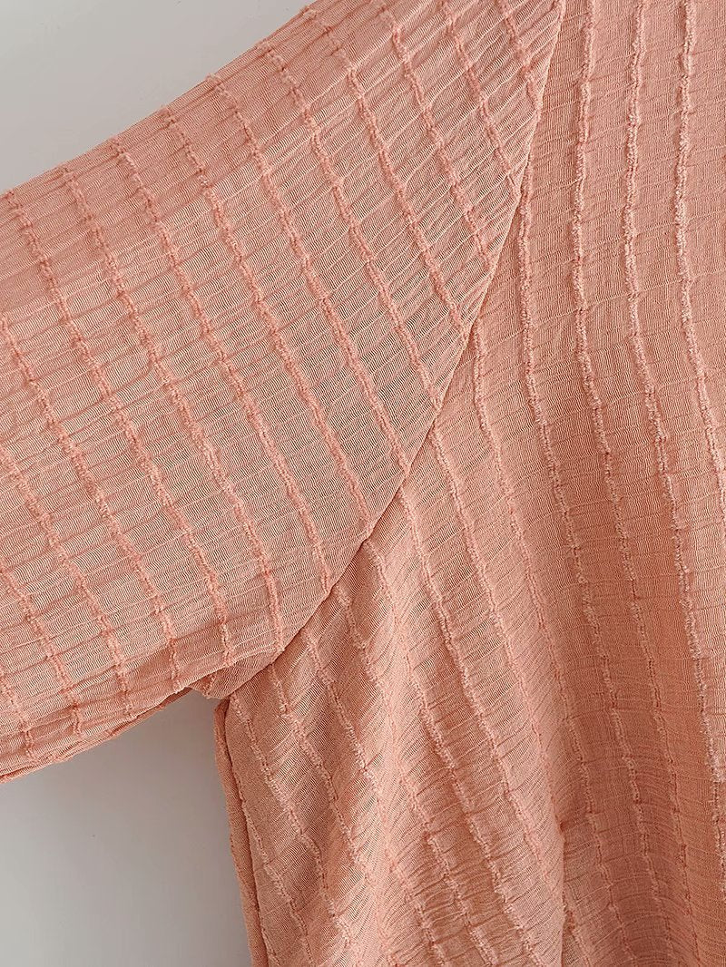 V-neck Lace-up Ruffled Lantern Sleeve Mini Dresses
