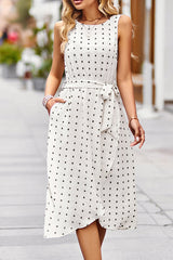 Jacquard Round Neck Sleeveless Casual Dress