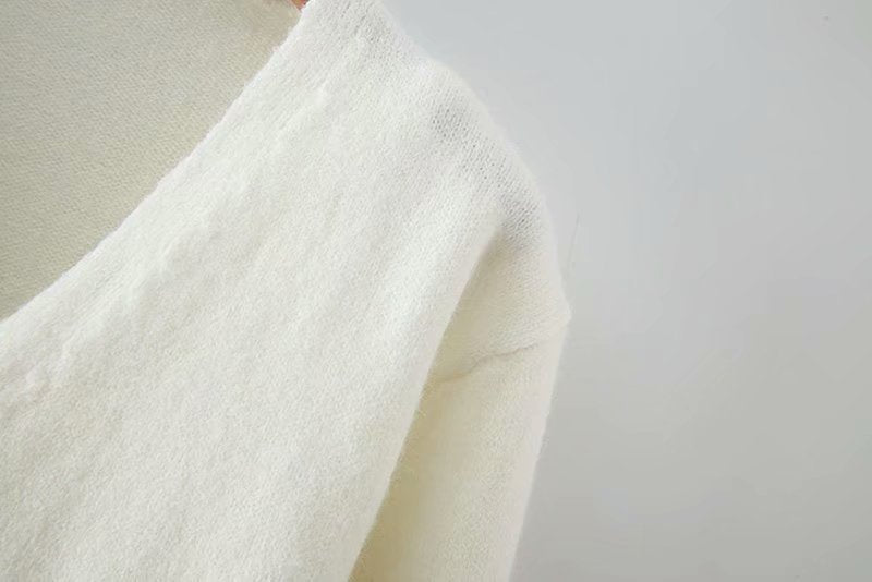 V-neck Knit Suspenders Tank Tops and Single-breasted Cardigans Two-piece Set