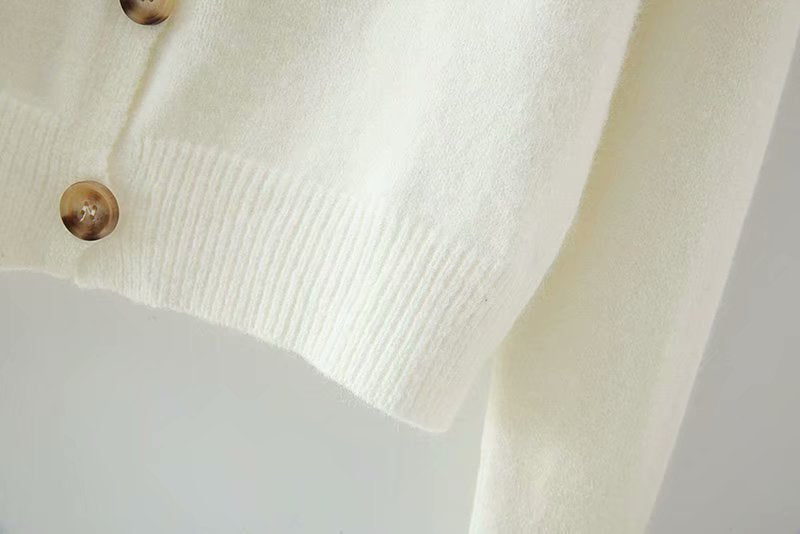 V-neck Knit Suspenders Tank Tops and Single-breasted Cardigans Two-piece Set