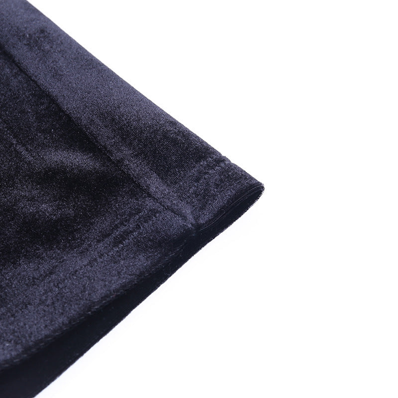 Square Collar Velvet Gloves Party Bodycon Midi Dresses