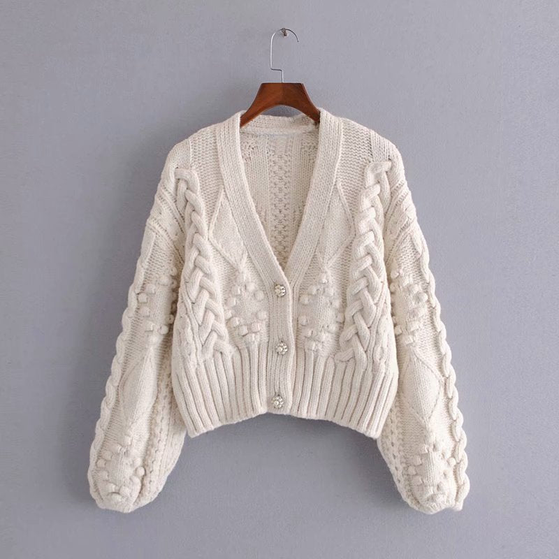 V-neck Knit Single-breasted Sweaters Cardigans Outerwear