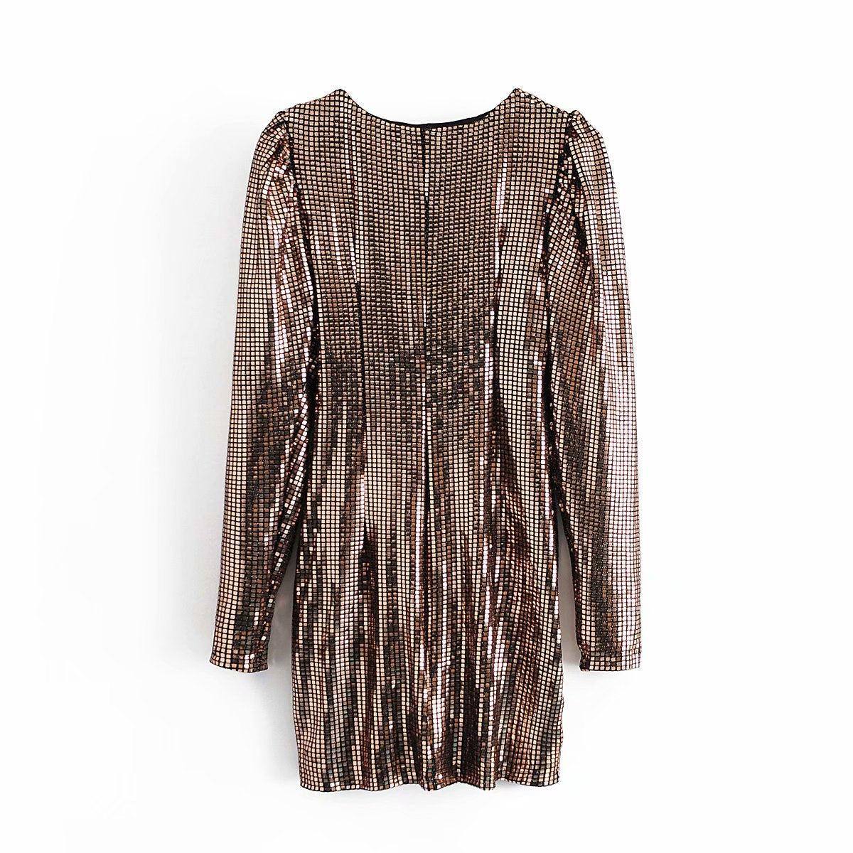 V-neck Sequins Shirred Frill Party Bodycon Mini Dresses