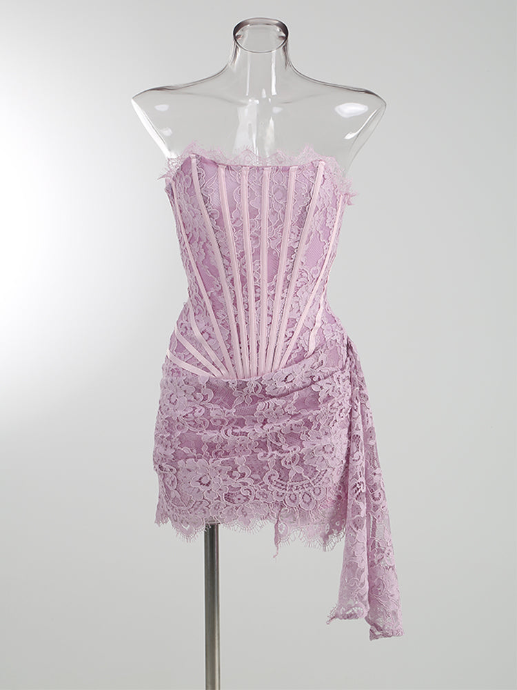 louisa strapless lace corset mini dress