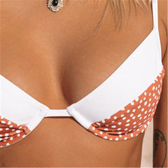 Sweet Polka Dot Printed Color Block Beach Swimwear