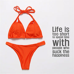 Summer Plain Double Strap Beach Swimwear