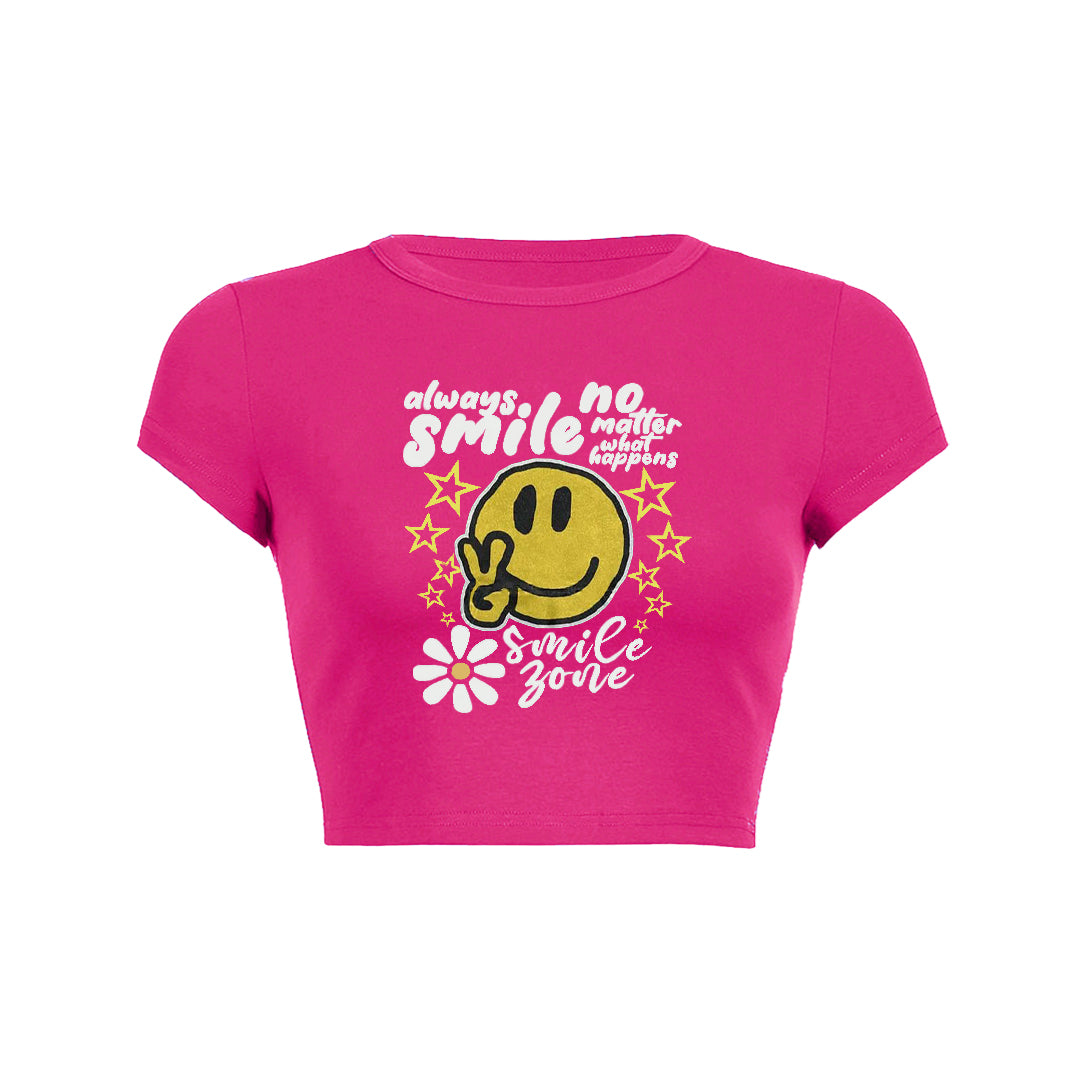 Always smile no matter what happens floral graphic print Baby Tee