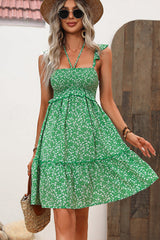 Floral Print Halter Neck Mini Dress