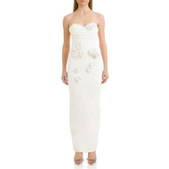 Lesley Off Shoulder White Flower Maxi Dress