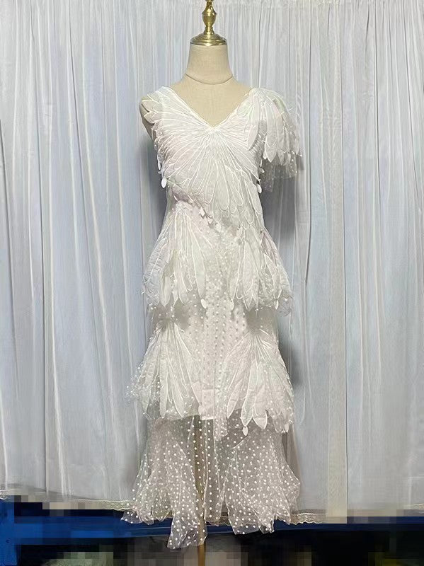 Rhea See-Through Tiered Ruffled Dress