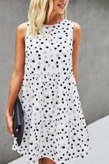 Polka Dot Print Patchwork Ruffle Hem Casual Dress