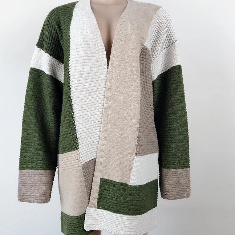 Women's Oversized Loose Splicing Sweater Cardigan