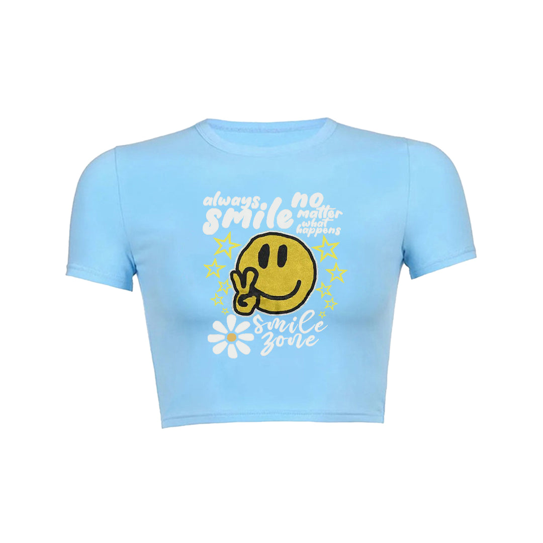 Always smile no matter what happens floral graphic print Baby Tee