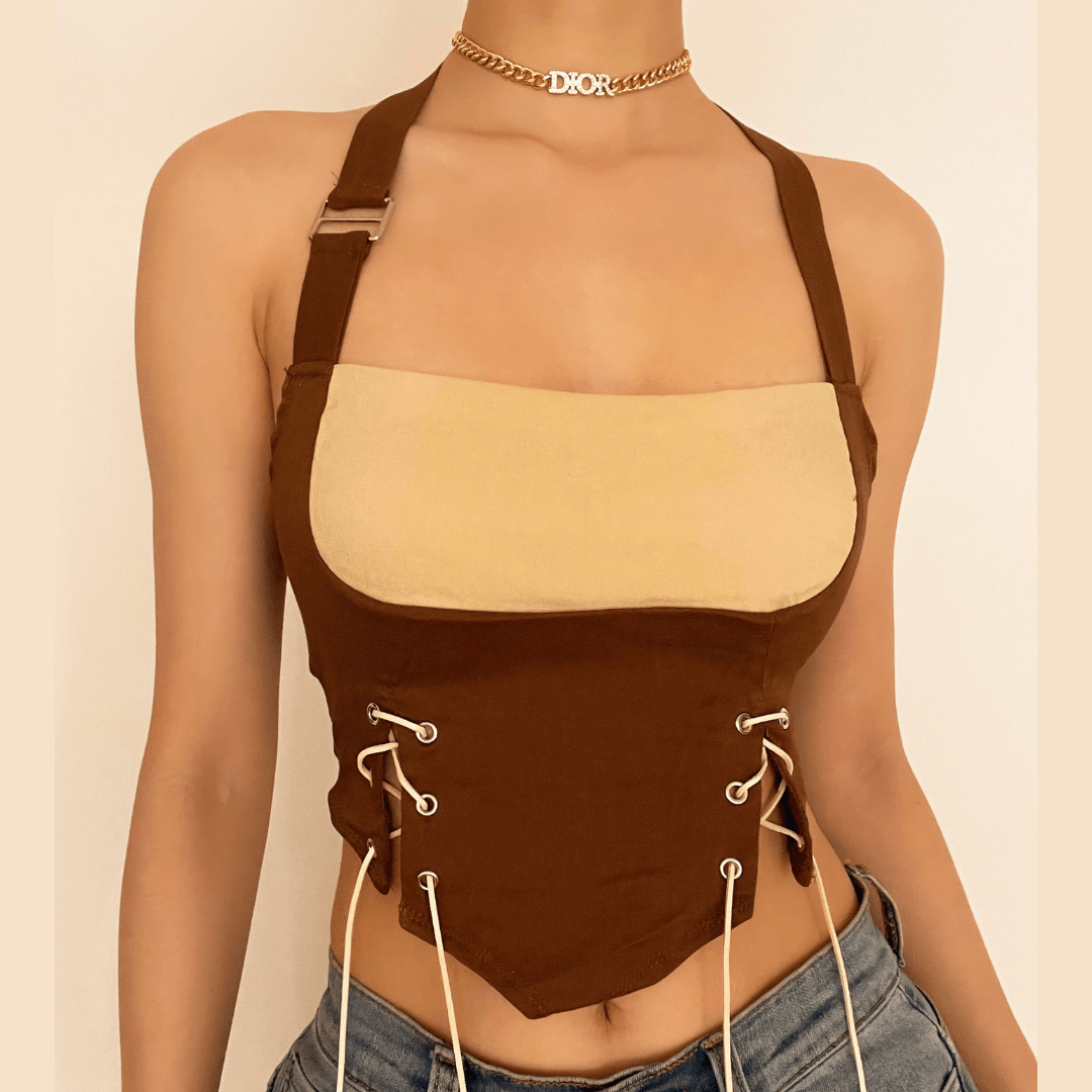 Halter Open Back Crop Top High Waist Bodycon Skirt Set main image 1