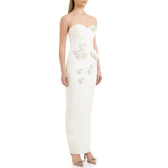 Lesley Off Shoulder White Flower Maxi Dress
