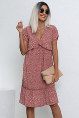 Fashion Ruffle V Neck Casual Dress