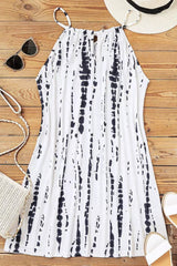 Tie Dye Hollow Out Halter Mini Dress