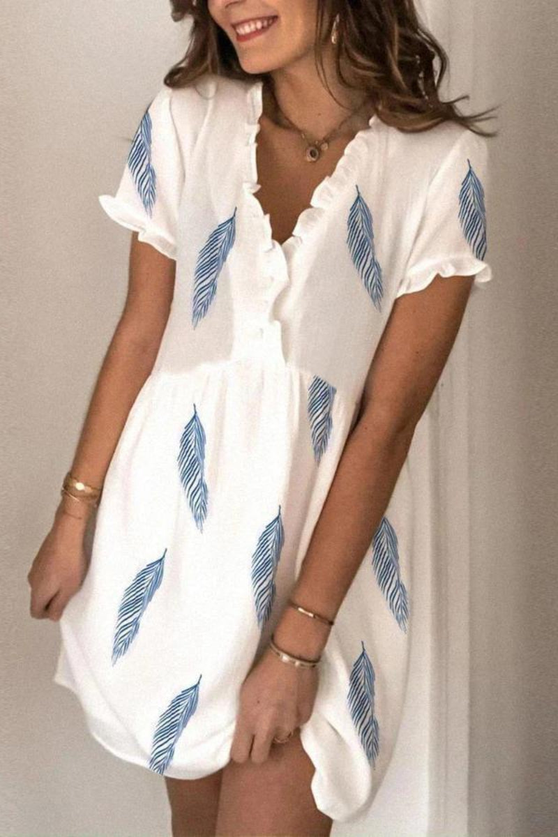 Go Your Own Way Feather Print Dress