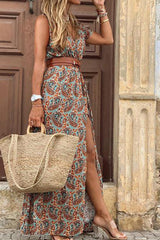 Boho Style Sleeveless Print Maxi Dress