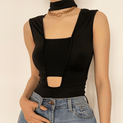 Sleeveless hollow out bodysuit