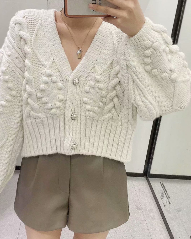 V-neck Knit Single-breasted Sweaters Cardigans Outerwear