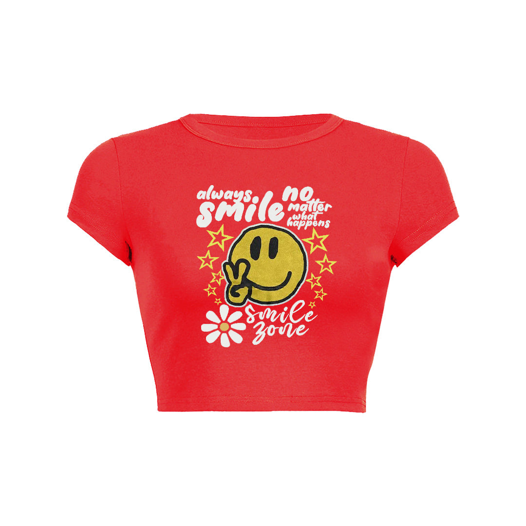 Always smile no matter what happens floral graphic print Baby Tee
