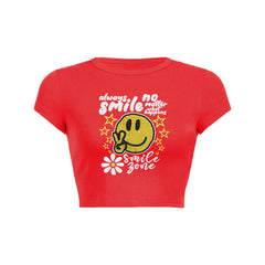 Always smile no matter what happens floral graphic print Baby Tee