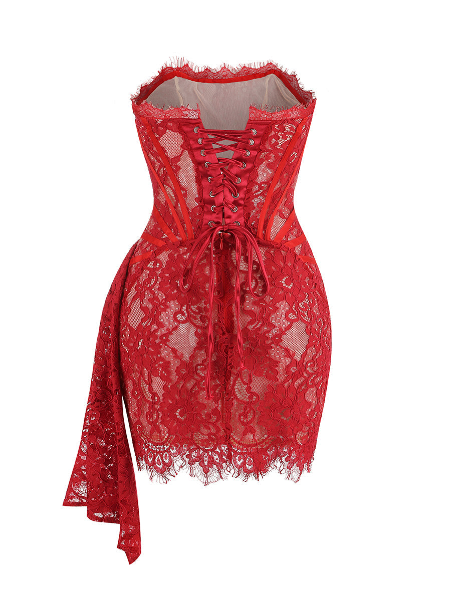 louisa strapless lace corset mini dress