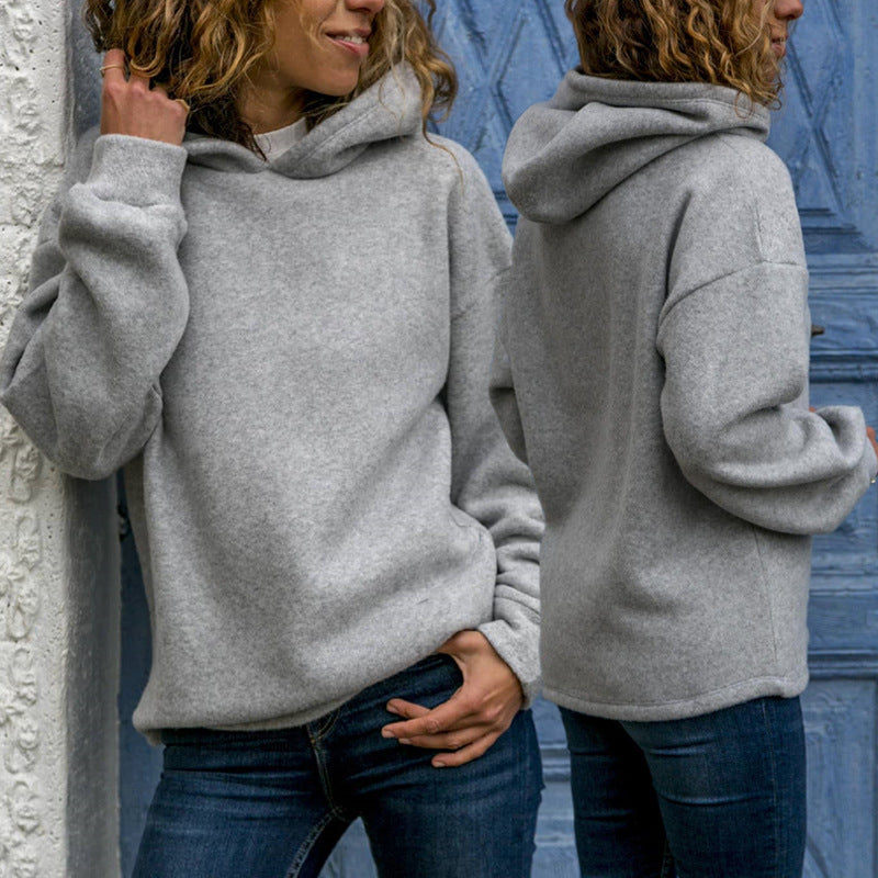 Women's Solid-color Hoodies Pullover Sweatshirt