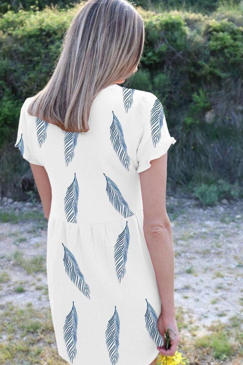 Go Your Own Way Feather Print Dress