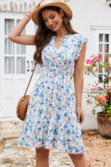 Floral Print Ruffle Hem Mini Dress