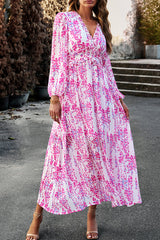 V Neck Long Sleeve Casual Dress