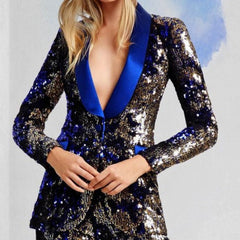 Eleanor Metallic Sequined Classic Pant Suit