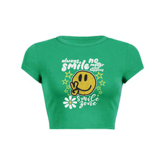 Always smile no matter what happens floral graphic print Baby Tee