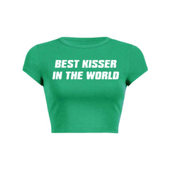 Best Kisser In The World Y2K Baby Tee Crop Top