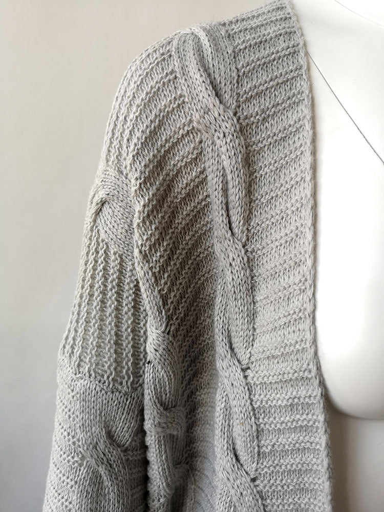 Solid Color Knit Long Cardigan Plus Size S-3XL