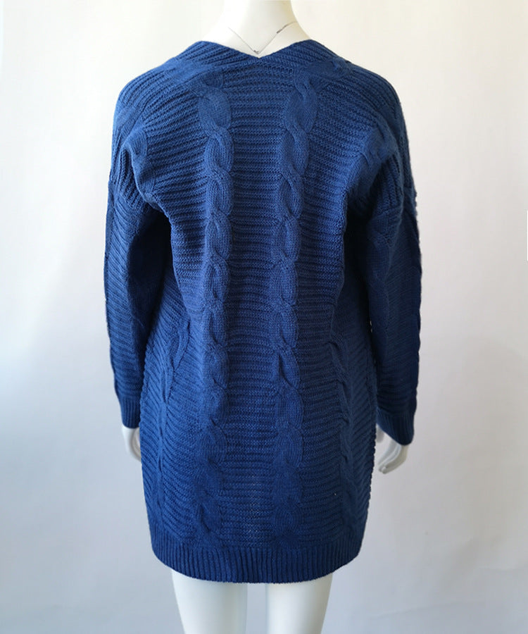 Solid Color Knit Long Cardigan Plus Size S-3XL