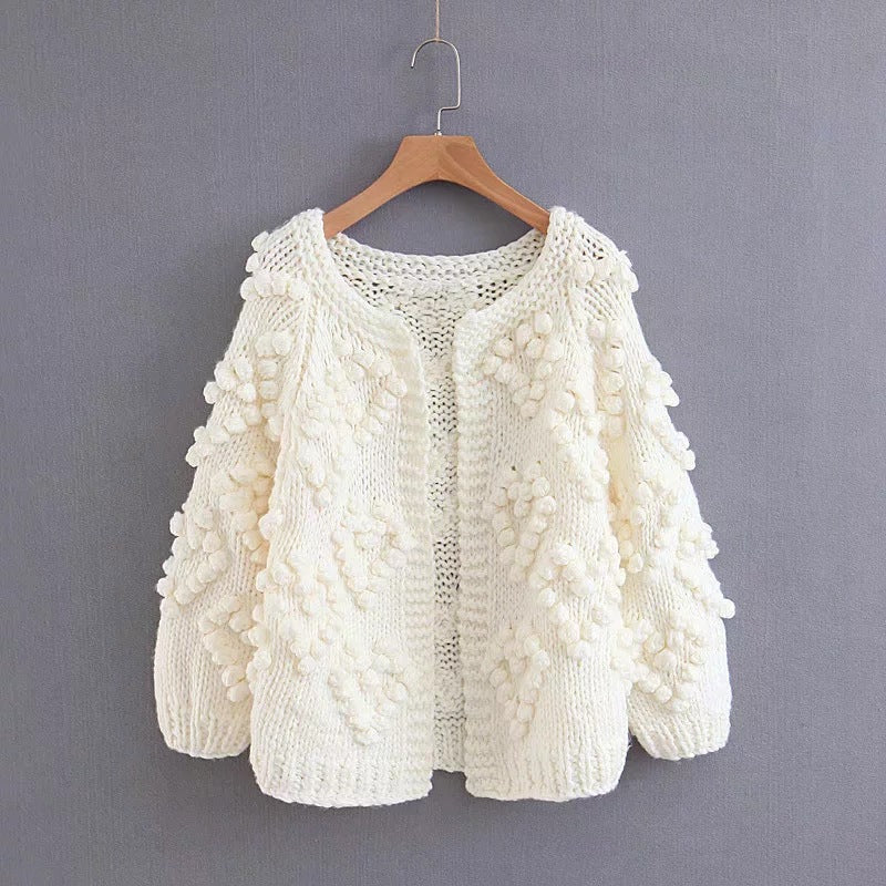 V-neck Handicraft Splicing Hollow-out Sweaters Cardigans