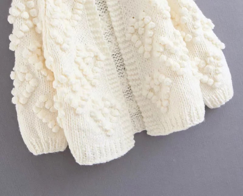 V-neck Handicraft Splicing Hollow-out Sweaters Cardigans