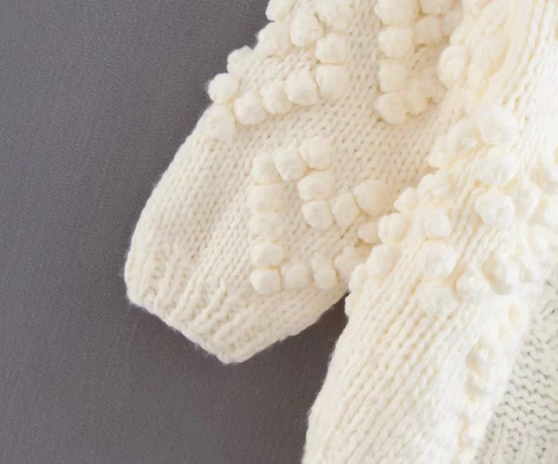 V-neck Handicraft Splicing Hollow-out Sweaters Cardigans