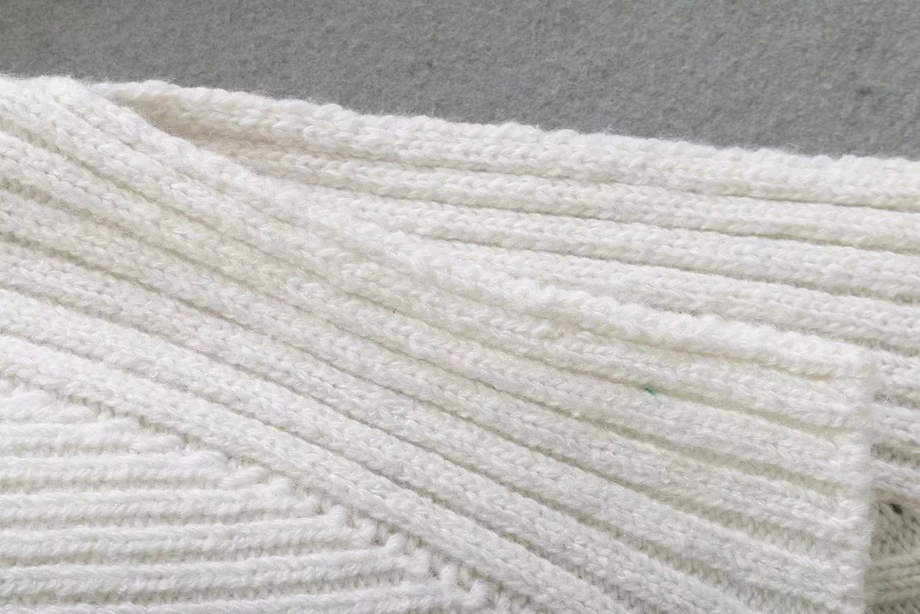 Slit Hem Knit Pile Collar High Low Sweaters